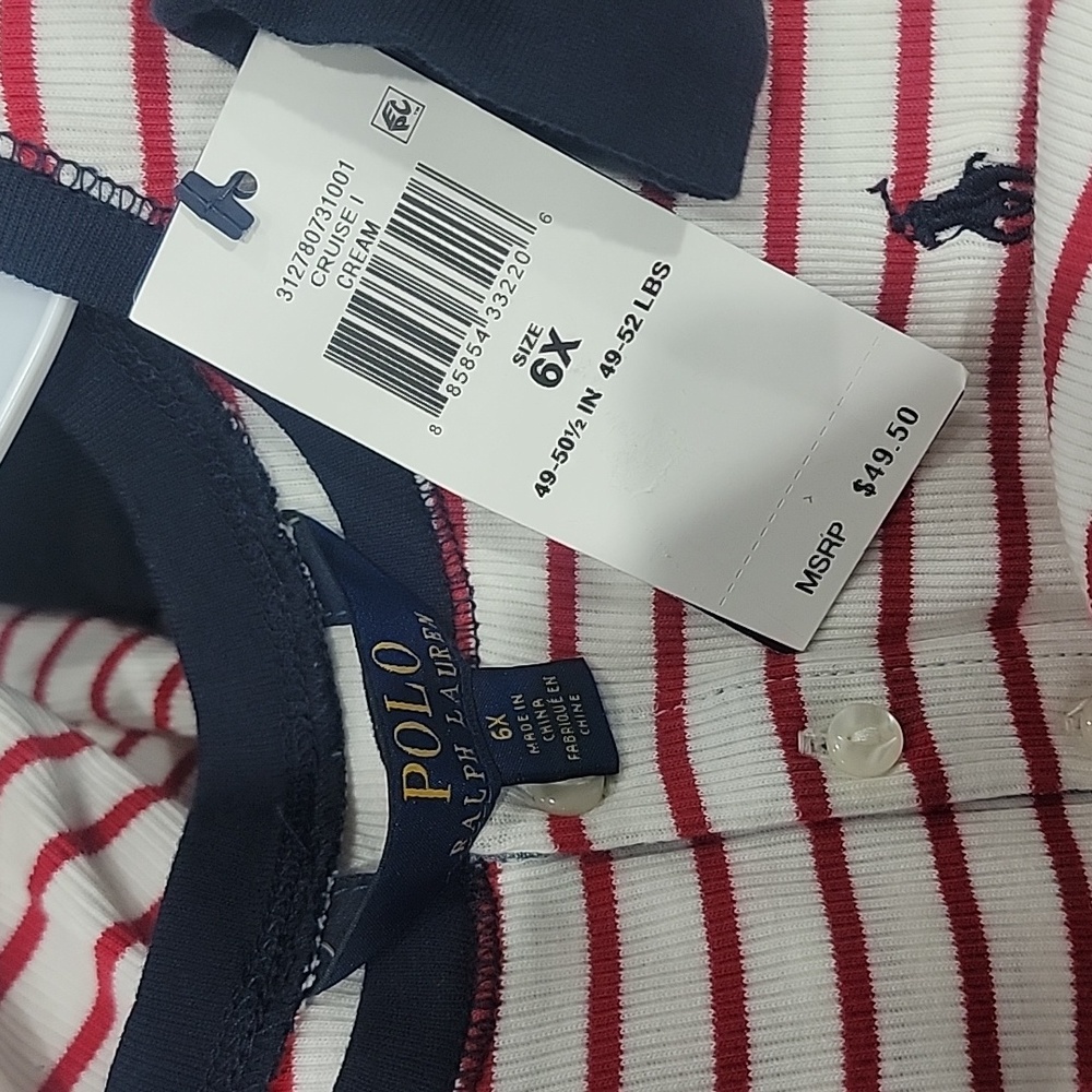 Ralph Lauren Girls Striped Cotton Henley Dress 6X - Picture 3 of 3